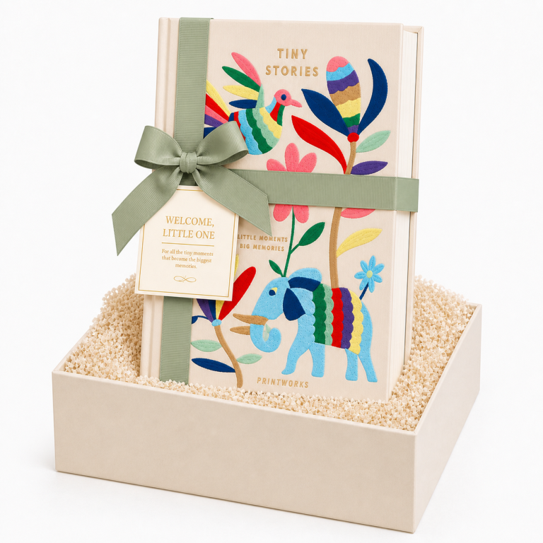 Embroidered Coffee Table Book Photo Album for New Baby